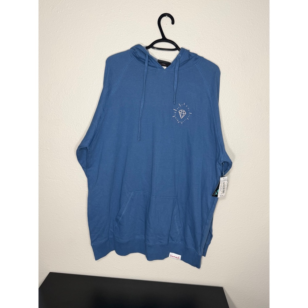 Diamond Supply Co Mens XL Blue Pullover Hoodie Diamond Graphic French Terry NWT